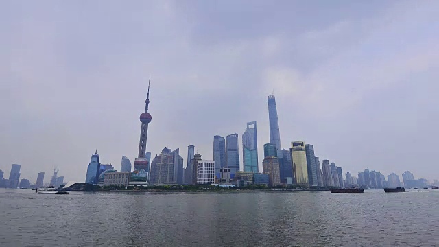 美丽的上海浦东夜景。时间流逝视频素材