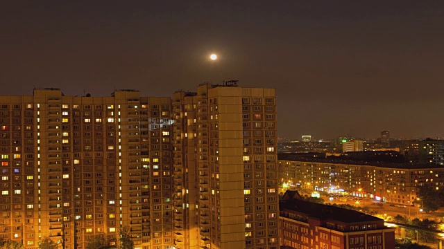 俄罗斯。莫斯科- 2014:TL夜景住宅视频素材