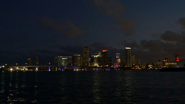 美国迈阿密市中心夜光日落天空全景4k视频素材