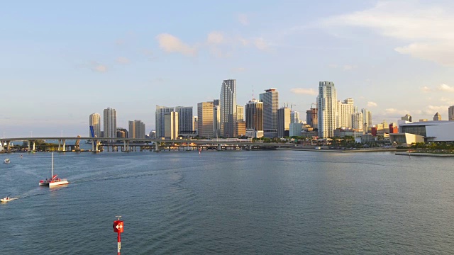 美国迈阿密夏季日落市中心海湾全景4k视频素材