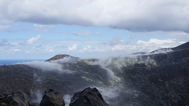 火山，埃奥利岛在西西里，意大利:火山口，蒸汽，地质，岩石视频素材