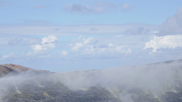 火山，埃奥利岛在西西里，意大利:火山口，蒸汽，地质，岩石视频素材