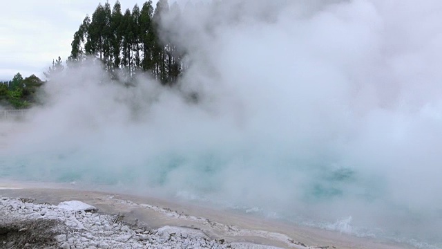 4K近距离:热水间歇泉在地热蒸汽视频素材