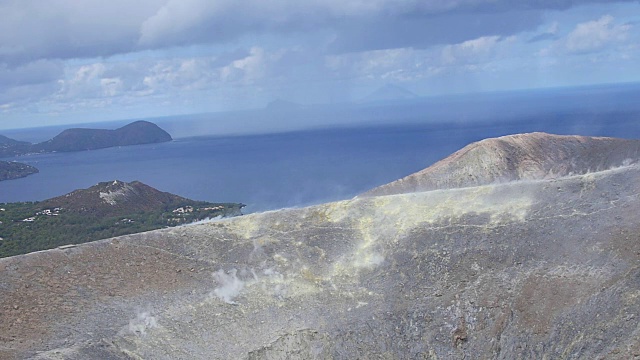 火山，埃奥利岛在西西里，意大利:火山口，蒸汽，地质，岩石视频素材