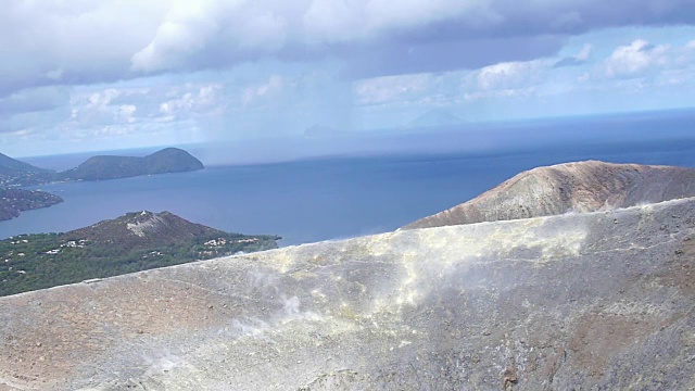 火山，埃奥利岛在西西里，意大利:火山口，蒸汽，地质，岩石视频素材