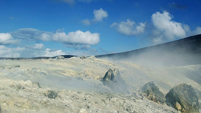 从火山口冒出的烟雾和蒸汽:意大利，西西里岛，埃奥利群岛视频素材