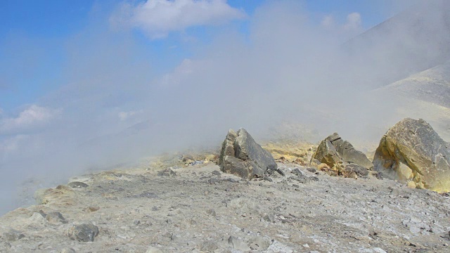 从火山口冒出的烟雾和蒸汽:意大利，西西里岛，埃奥利群岛视频素材