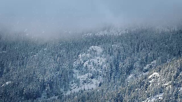 雪天山顶的薄雾视频素材