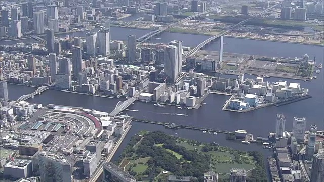 空中，筑地鱼市和计划搬迁地点，东京视频素材