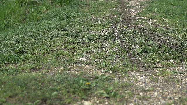 在慢镜头中与自行车一起抛锚的小山视频素材