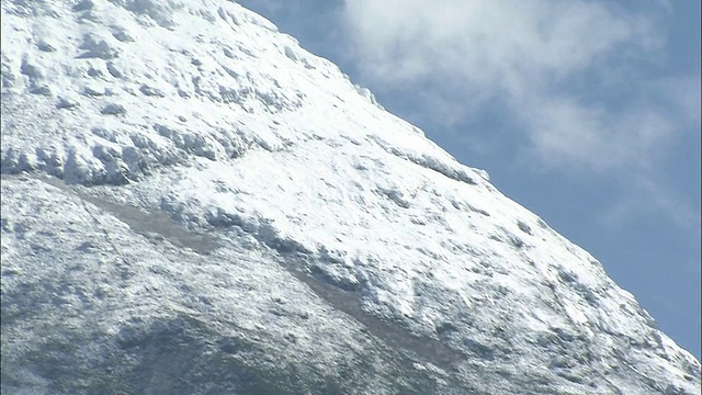 潘向左倾斜，登上石冢雪峰，爱媛航拍视频素材