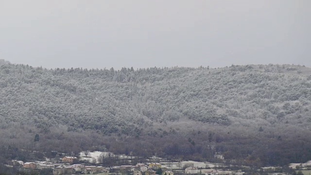 盘山云雾寒霜，松林冻僵，冰雪覆盖视频下载