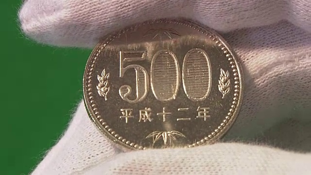 日本500日元硬币视频素材