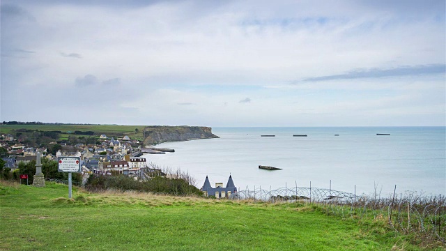 Arromanches, France, Timelapse -城镇全景视频素材