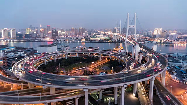 南浦大桥夜景/中国上海视频素材