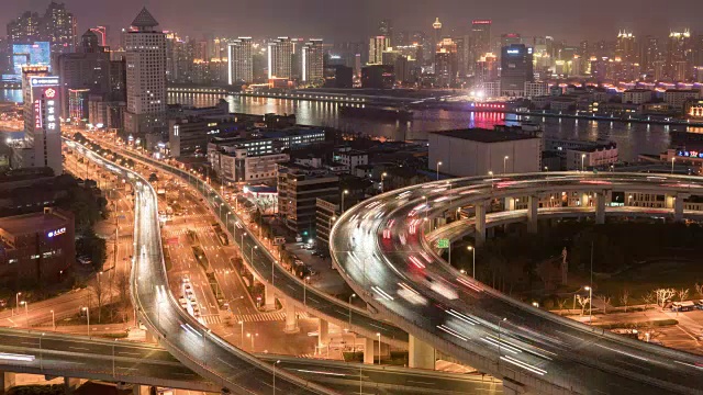 南浦大桥夜景/中国上海视频素材