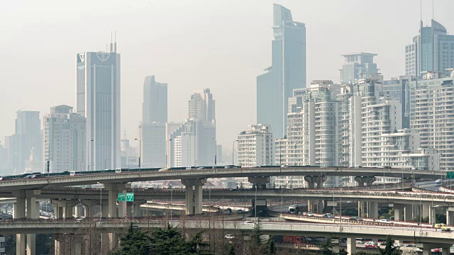 时间流逝城市交通/上海，中国视频素材