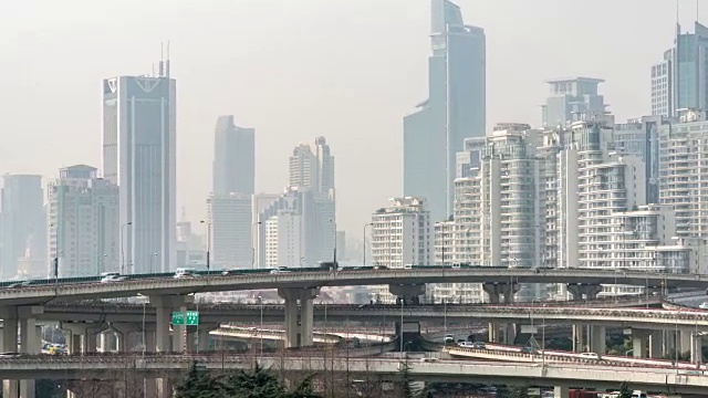 时间流逝城市交通/上海，中国视频素材