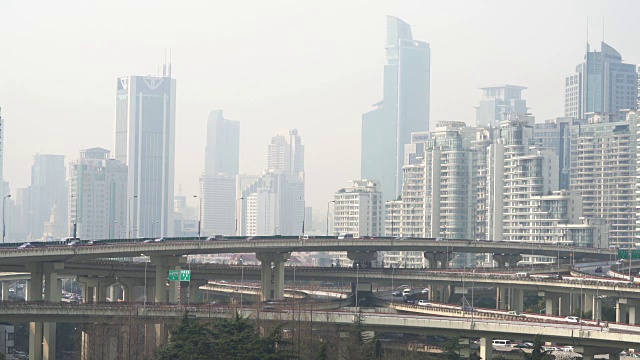 实时城市交通/上海，中国视频素材