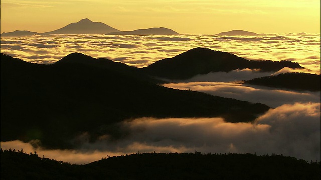 北海道黎明和日出时的云海视频素材