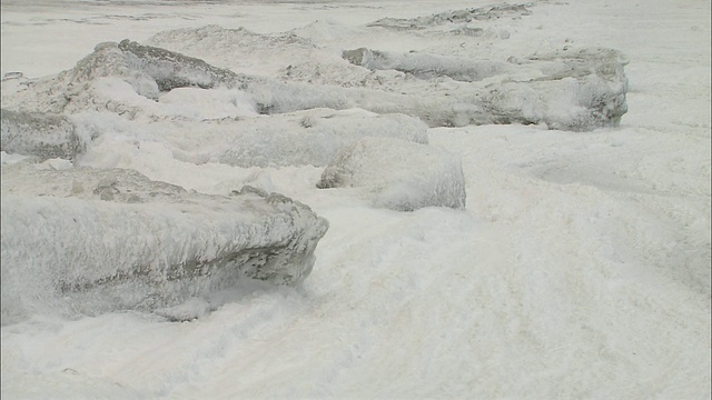 浮冰(固定冰)沿萨罗别苏海岸视频素材