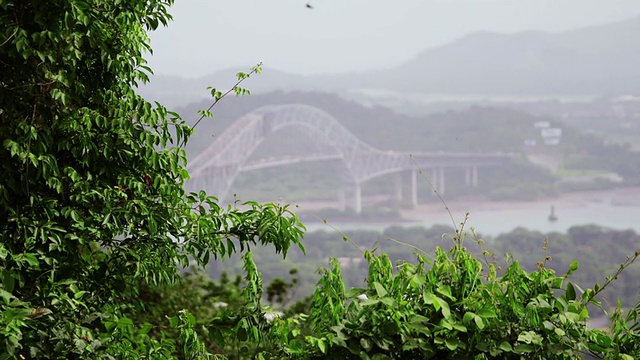 巴拿马城，桥拉斯美洲，海，海，船视频素材