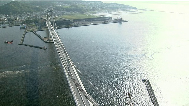 博町大桥横跨日本北海道村兰港。视频素材