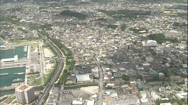 日本名护市鸟瞰图。视频素材