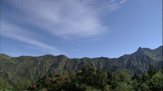 日本北部的阿尔卑斯山环绕着亚日山。视频素材