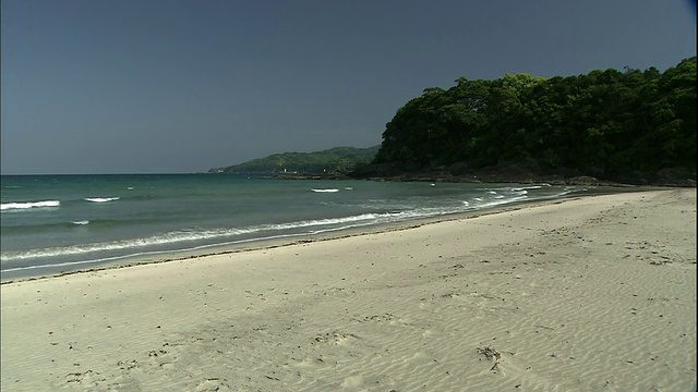 海浪涌向海滩。视频素材