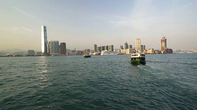 香港海港的天际线- 4k视频素材