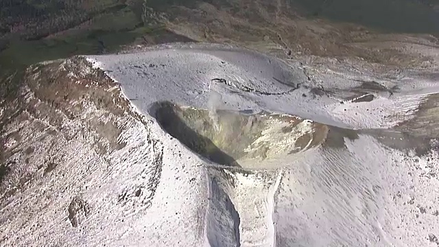 空中，日本北海道十胜山的火山口视频素材