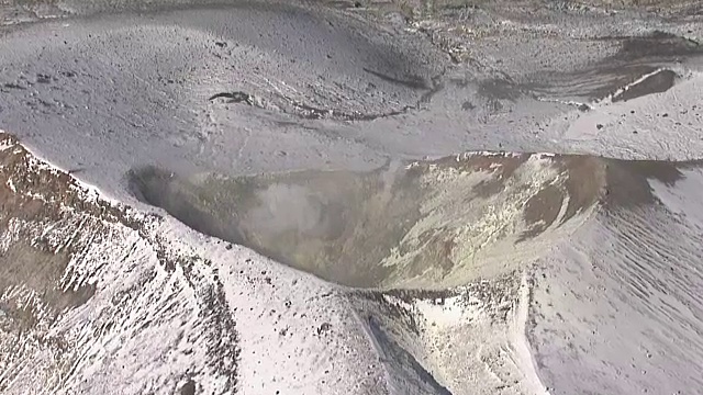 空中，日本北海道十胜山的火山口视频素材