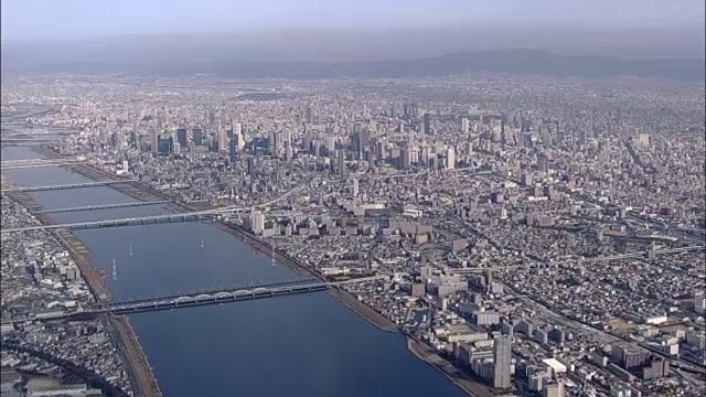 日本大阪市航拍视频素材