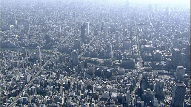 车辆经过大阪市中心的大阪市市政厅大楼。视频素材