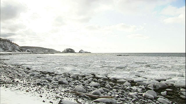 日本北海道的普云角被冰雪包围。视频素材