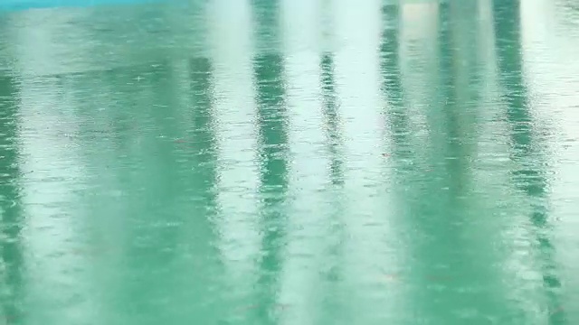 雨水滴进水池视频素材