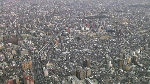 日本大阪天王寺地区高楼林立。视频素材