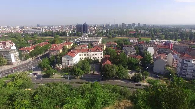 古代色雷斯遗址，空中，飞到城市景观，当代，遗迹视频下载