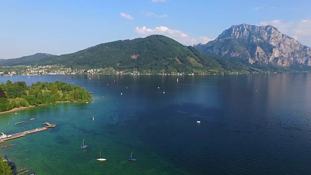 空中，美丽的奥地利风景，特朗西格蒙登视频素材