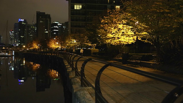 慢跑，煤港海堤夜，温哥华视频素材