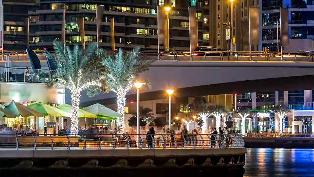 阿联酋迪拜滨海步道夜景视频素材