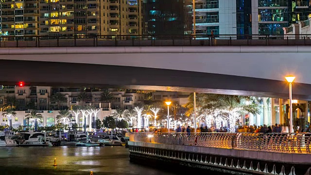 阿联酋迪拜滨海步道夜景视频素材