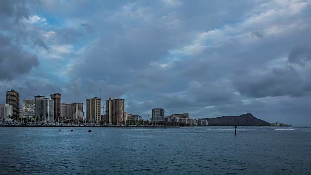 威基基海滩的天际线视频素材