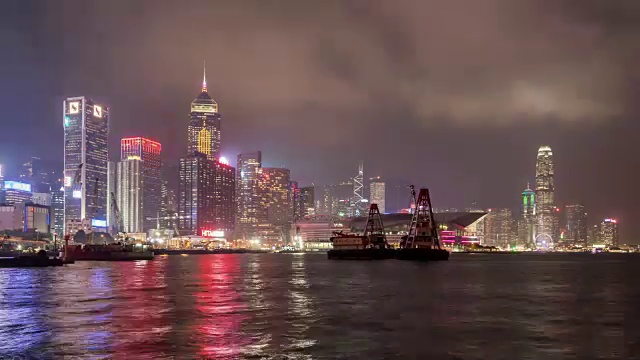 时光流逝/4k/维多利亚港之夜/中国香港视频素材