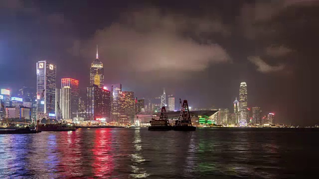 时光流逝/4k/维多利亚港之夜/中国香港视频素材