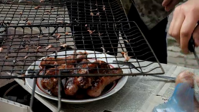 肉香肠烧烤视频素材