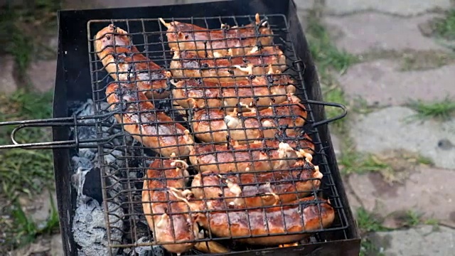 肉香肠烧烤视频素材