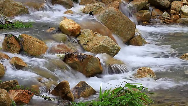 覆盖着苔藓的瀑布和岩石视频下载