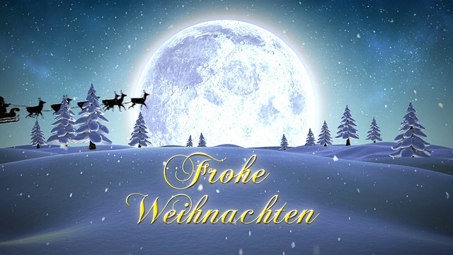 Frohe weihnachten的信息与飞行的圣诞老人视频素材